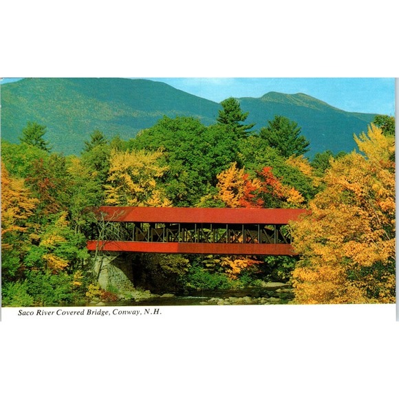None Other - White Mountains Swift River Conway NH Vintage Covered Bridge Postcard PC13